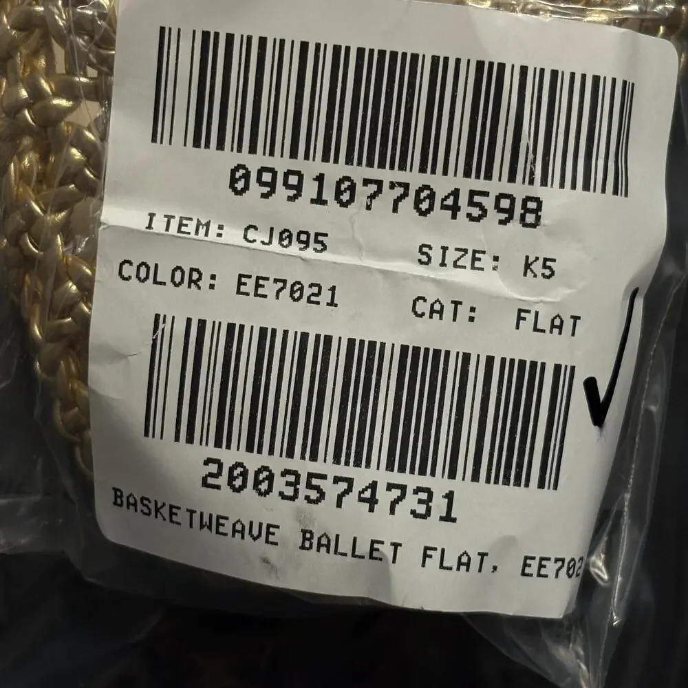NWT J. Crew crewcuts Girls Basketweave Ballet Flat 5 Mary Jane Gold CJ095 J.Crew